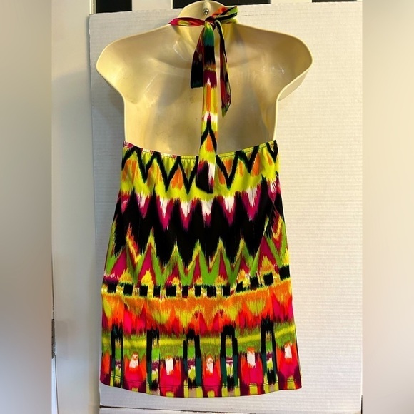 Calvin Klein summer bright color halter top blouse with bead accent Sz S.  Q3 - Picture 3 of 8